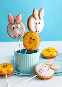 bunnies and chick cookie pops for Easter