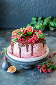 Chocolate and raspberry buttercream cake