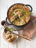 Spinach-and-rocket börek with feta cheese and black cumin