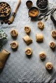 Chocolate rolls in the making