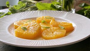 Orange with mint and honey - step by step