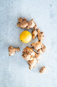 Ginger root and lemon