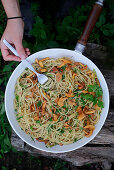 Spaghetti with chanterelle