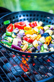 Preparing Mediterranean vegetables on the barbecue