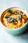 Sweet potato puree with sage-garlic butter