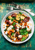 Grilled courgettes with roasted chickpeas