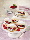 Raspberry millefeuille sandwiches with Greek yoghurt