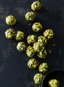 Balls with caramel oat-flakes and pumpkin seeds