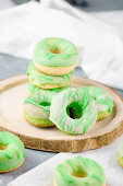 Homemade donuts made from low carb yeast dough with apple flavouring