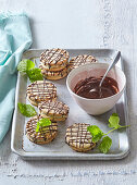 Sandwich cookies with mint cream and chocolate