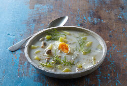 Old Bohemian dill soup with poched egg
