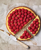 New York cheesecake with raspberry