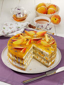Peach tart with mascarpone-quark cream and a poppy seed base
