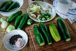 Ingredients for Russian pickled cucumbers