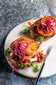 Cheese and chilli pineapple chicken burgers