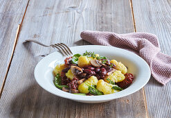 Potato gnocchi with bean ragoust + steps