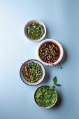 French salsa verde, African chermoula, Argentine chimichurri, Italien pesto