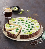 Cheesecake with green hearts