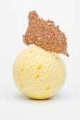 A scoop of passion fruit and mango ice cream
