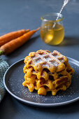 Carrot waffles with honey