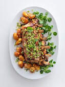 Veal cutlet with potatoes and lamb's lettuce