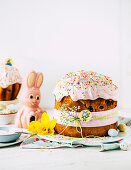 Easter paska with pink sugar icing (Easter cake, Russia)
