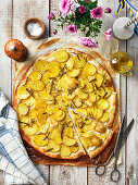 Pizza bianca with potatoes and rosemary
