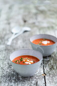 Tomato soup with mozzarella