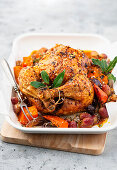 Roast chicken with autumn vegetables