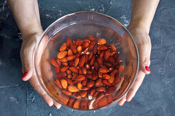 Almonds soaked in water