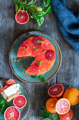 Cheesecake with blood orange jelly