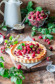 White chocolate raspberry pie