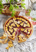 Shortbread pie with sour cherry jam