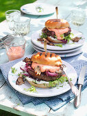 French burgers with goat's cream cheese and rouille