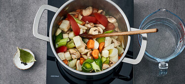 Make your own vegetable broth - sautéing vegetables