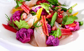 Ceviche with purple cauliflower