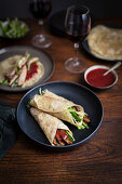 Chinese pancakes with duck meat