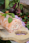 Beetroot sponge roll with berries