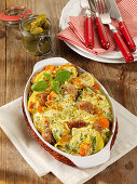 Sausage casserole with potatoes and leek