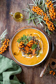 Roasted carrots and sea buckthorn soup