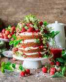 Strawberry naked cake with mascarpone cream