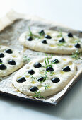 Focaccia with black olives
