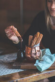 Churros with chocolate sauce