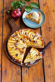 Apple and carrot cake with pecan nuts