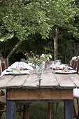 Rustic wooden table set for summer