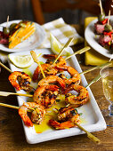 Smoked paprika prawn skewers