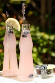 Flavored waters with lemon and blueberries