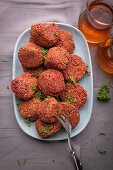 Vegan falafel with beetroot