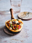 Winter ratatouille quiche from the raclette with cabbage, leek, parsnip and rutabaga
