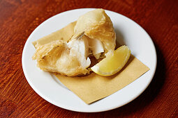 Deep fried white fish with lemon